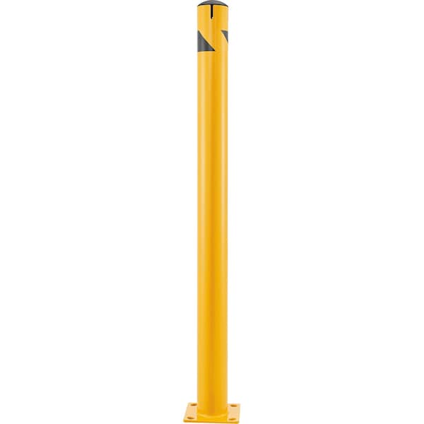 Global Industrial Steel Bollard w/Chain Slots & Removable Cap, 4-1/2Dia. x 60H, Yellow 670587 - main
